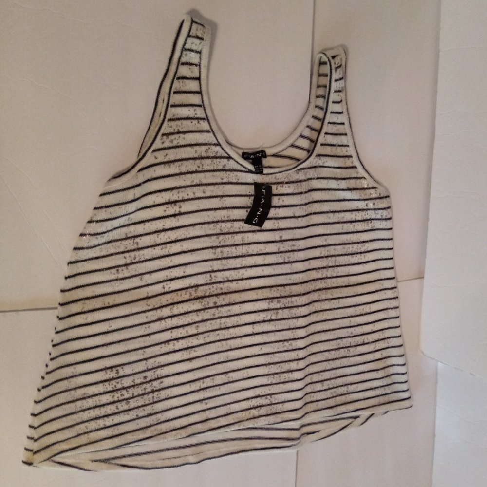 Fang silver splatter knit tank top sz XL NWT - Picture 3 of 7